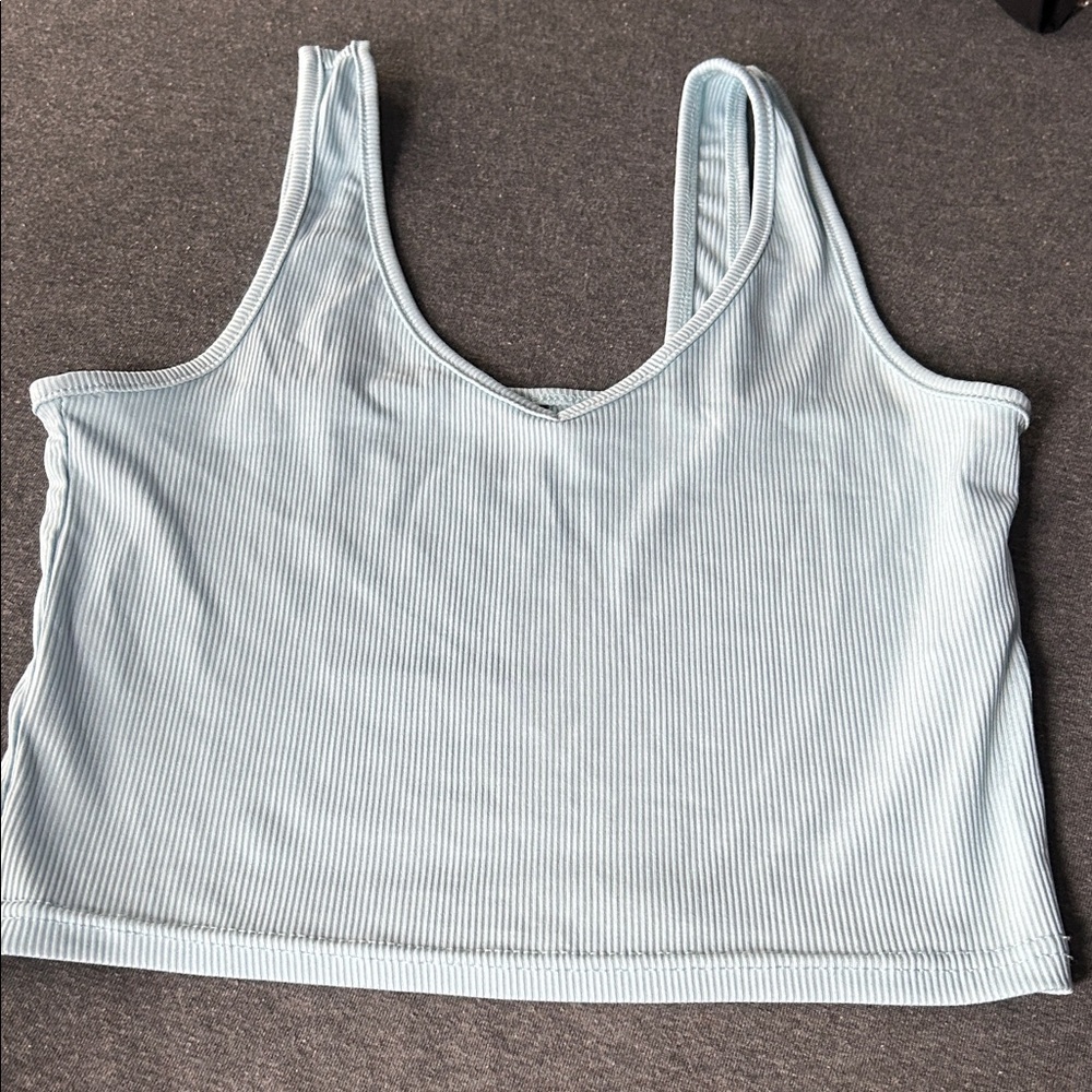Light Blue Ribbed Crop Top